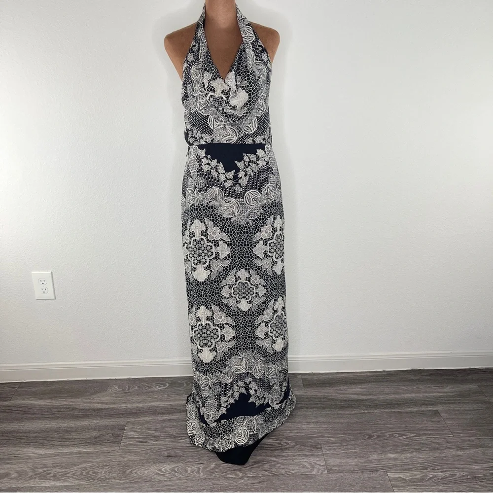 Nicole Miller Black and White Halter Maxi Sundress. Pre owned. - Picture 1 of 15